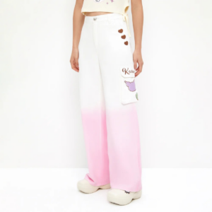 กางเกงคาร์โก้ขายาวปักลายการ์ตูน Kurumi Multi Color